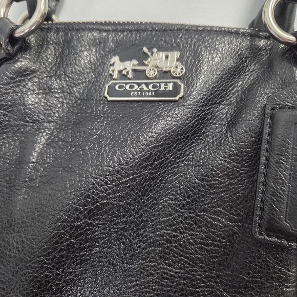 Coach Madison Black Leather Satchel Bag Handbag 18641 - Picture 2 of 15